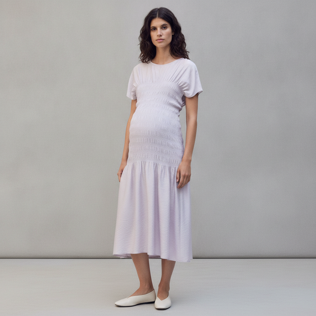 MAMA SMOCKED-DETAIL DRESS