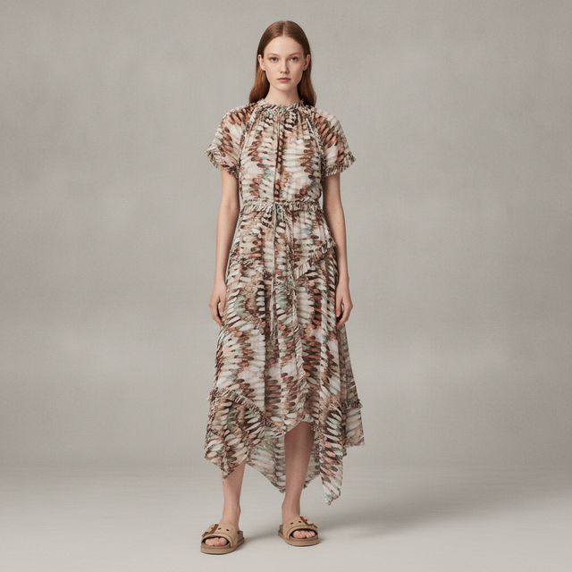 LAMAIA ASYMMETRIC MIDI DRESS