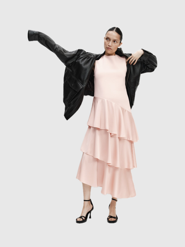 MAMA PONTE DRESS WITH SATIN SKIRT